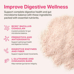 Proper Pinks digestive enzymes bottle supports digestion and comfortable bowel movements.