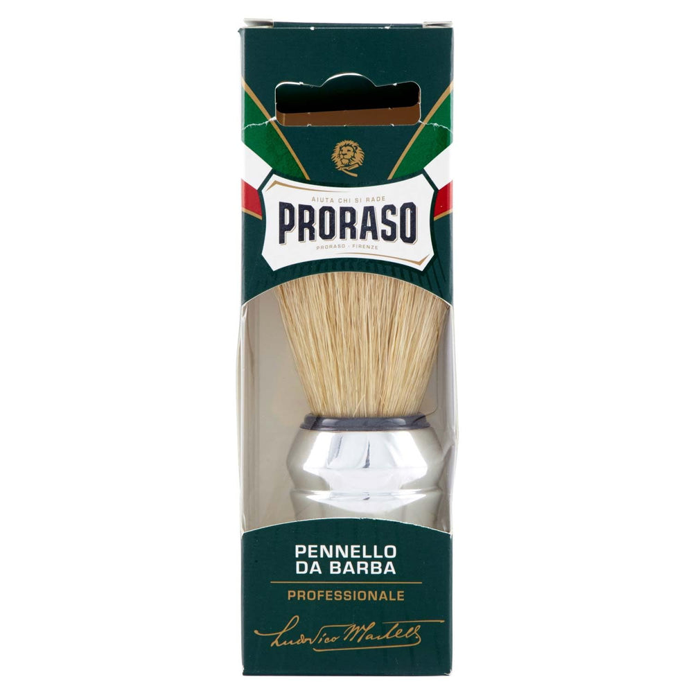 Proraso professional shaving brush natural boar bristles builds rich lather for a smooth shave.