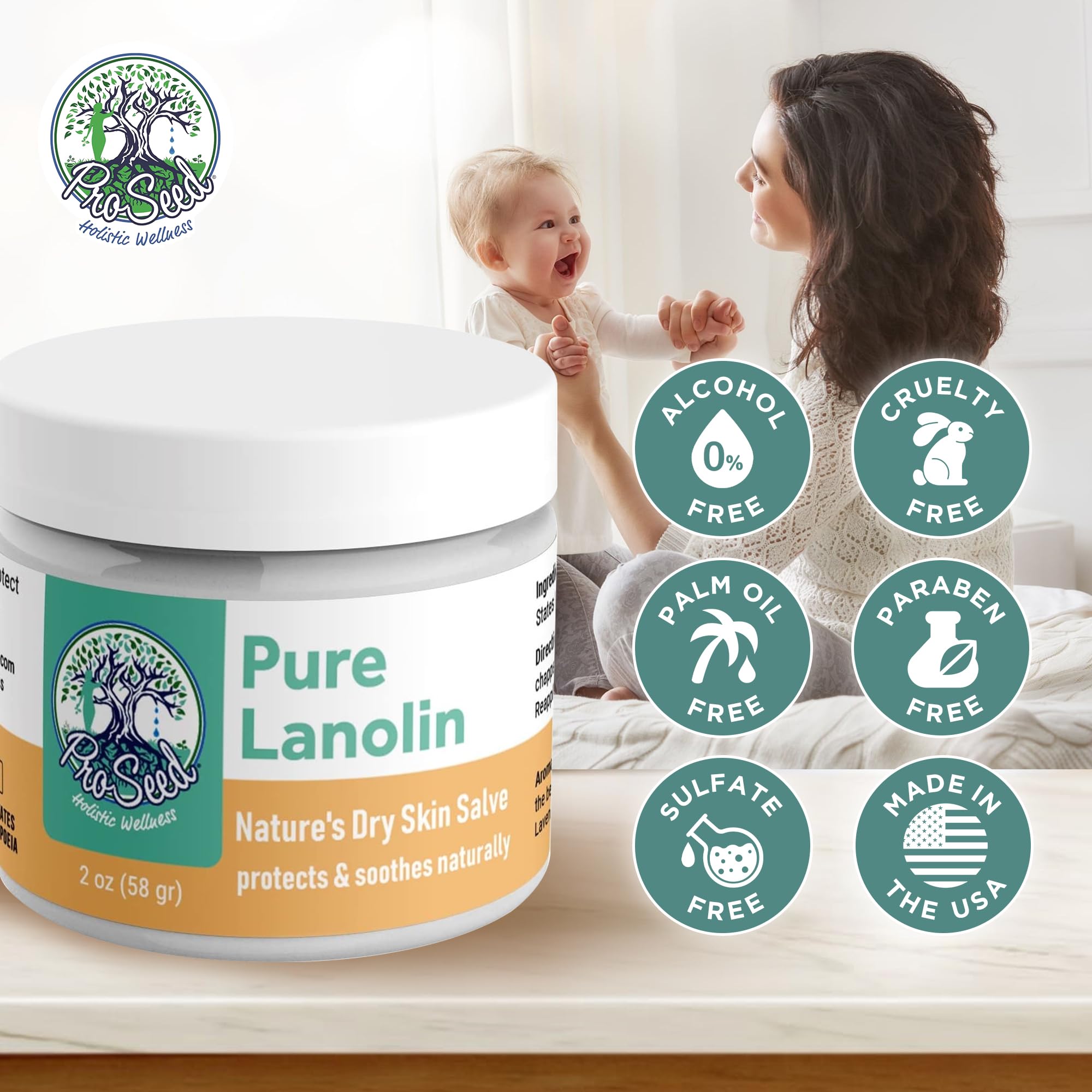 ProSeed Holistic Wellness nursing balm for breastfeeding and baby comfort.