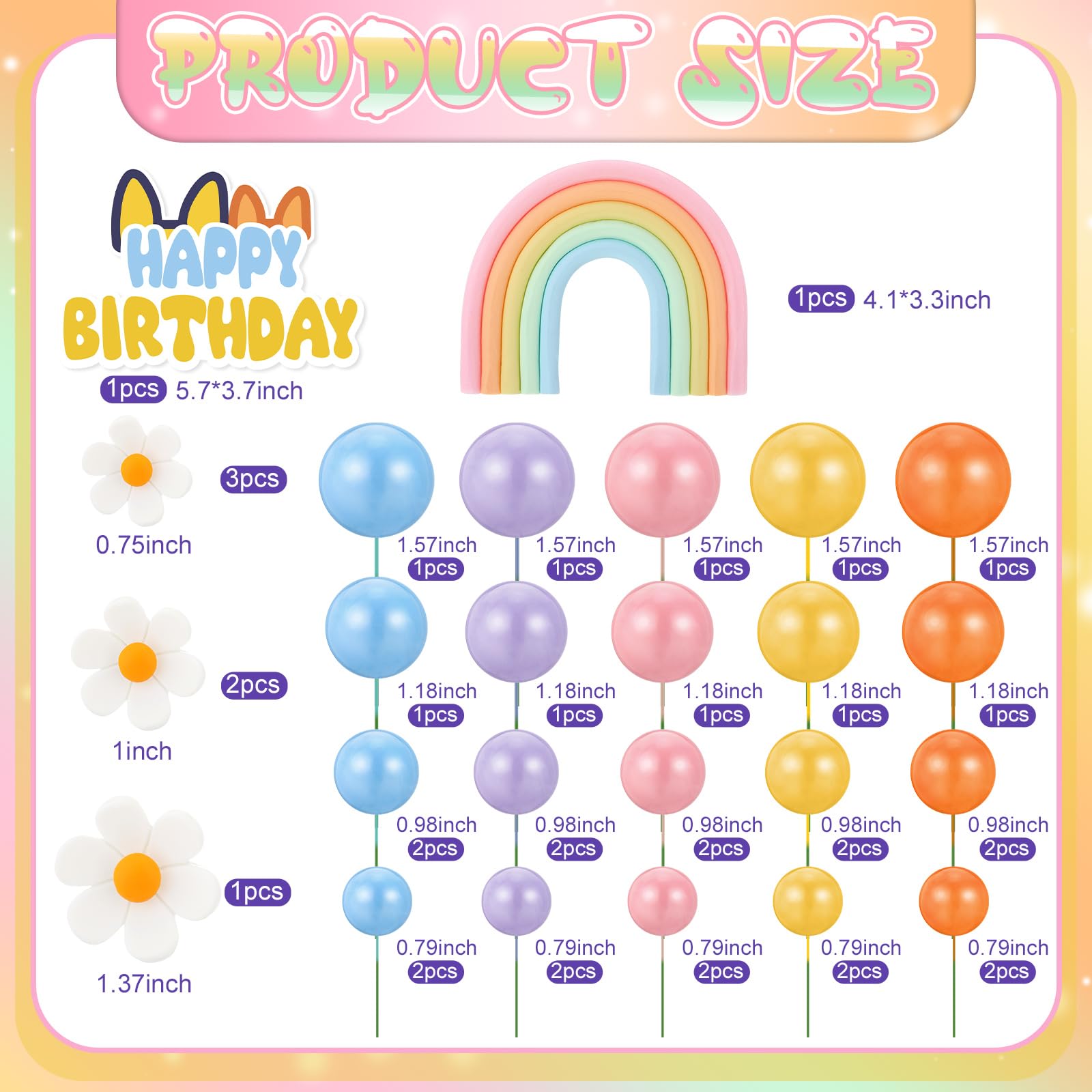 ProSuites rainbow cake topper adds bright color and a focal highlight for celebrations.