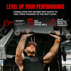 Powder poured into a shaker for a clean, caffeine-free pre-workout mix.