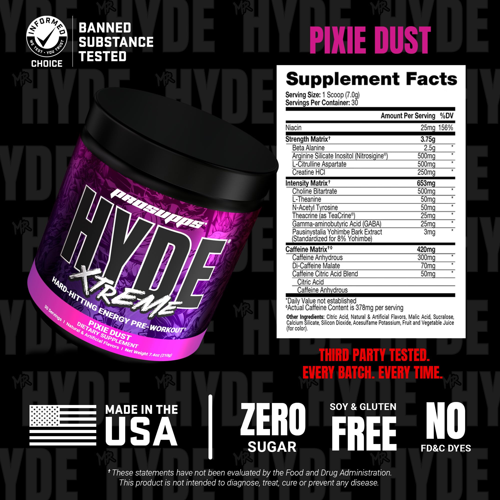 Ingredients panel showcases vegan, gluten-free formulation for athletes.