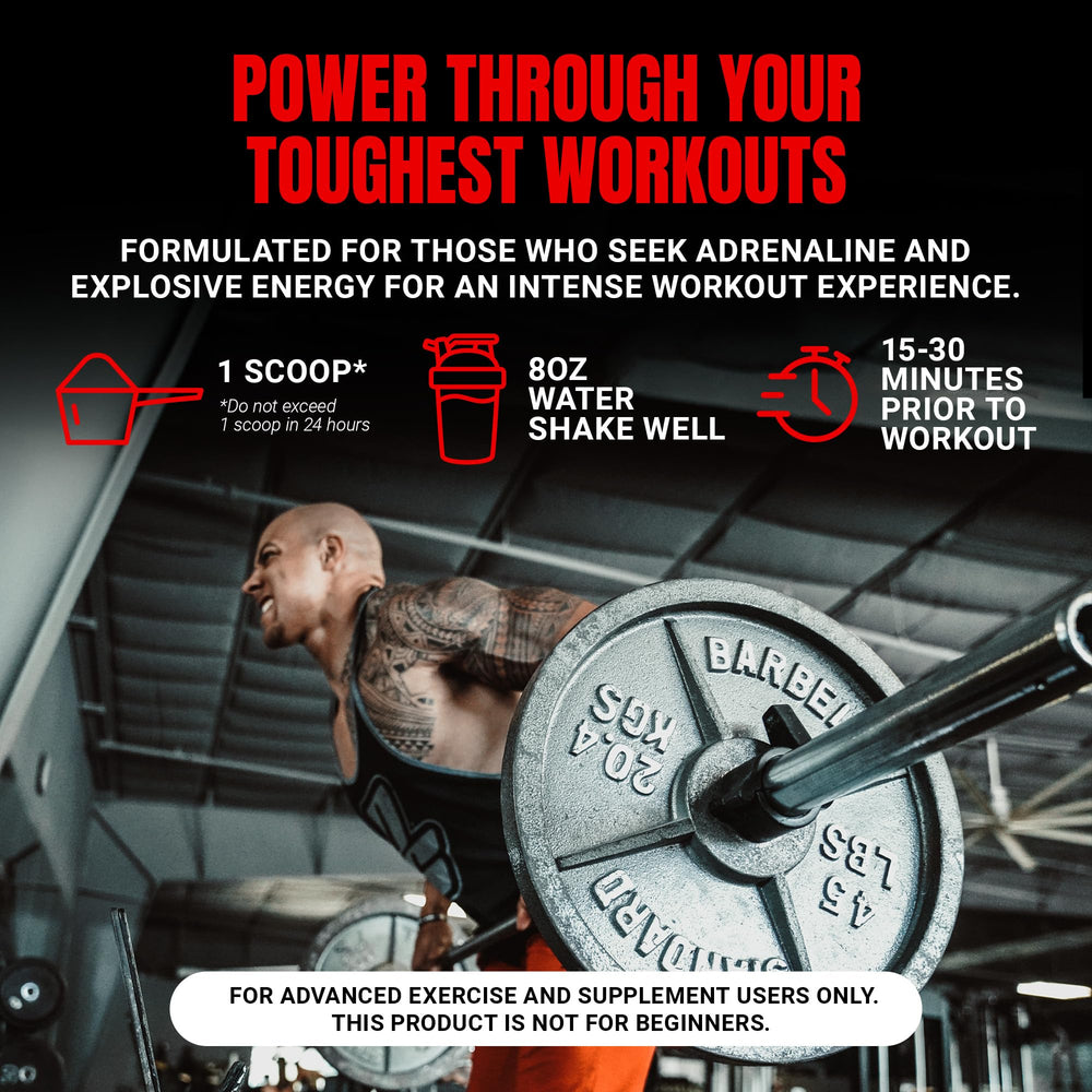 Close-up of the label reveals caffeine and creatine ingredients in the formula.