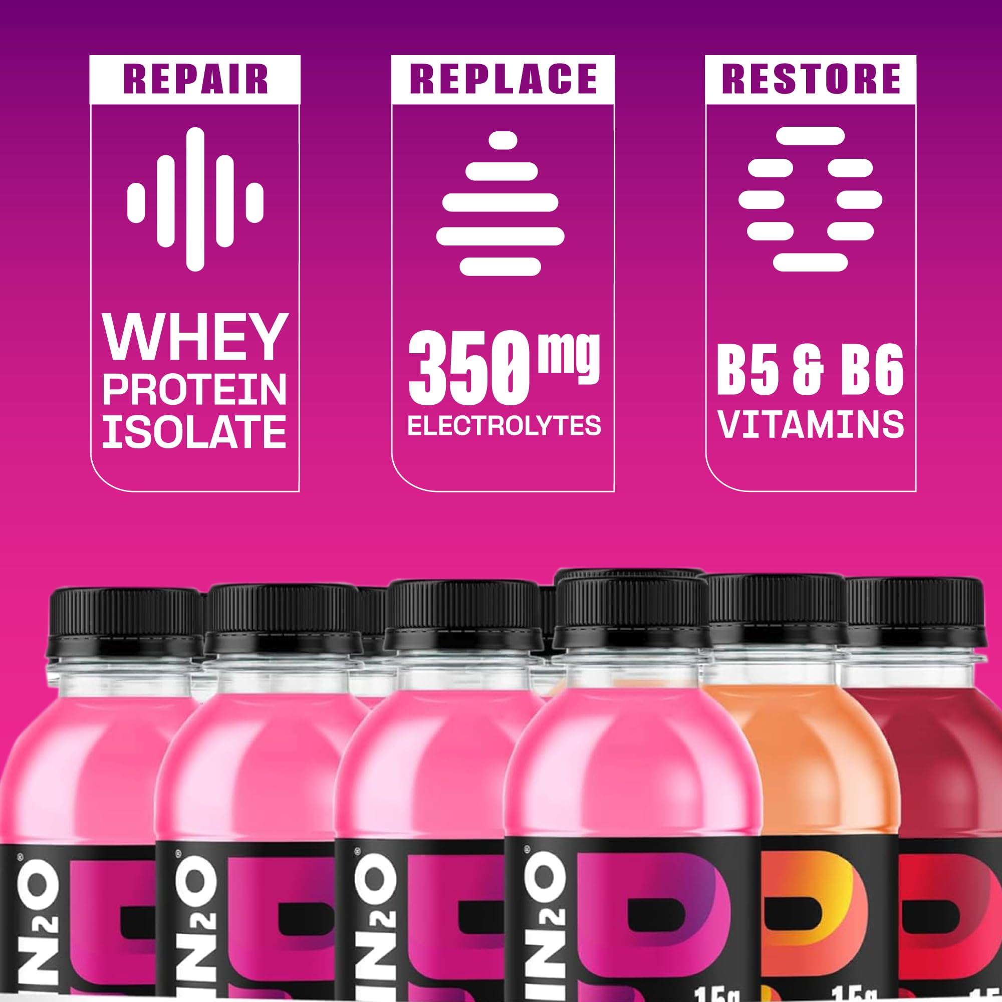Protein2o 12-count packaging for convenient gym and home refreshment.