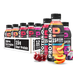 Protein2o clear protein water bottle offers refreshing hydration with fast-absorbing protein.
