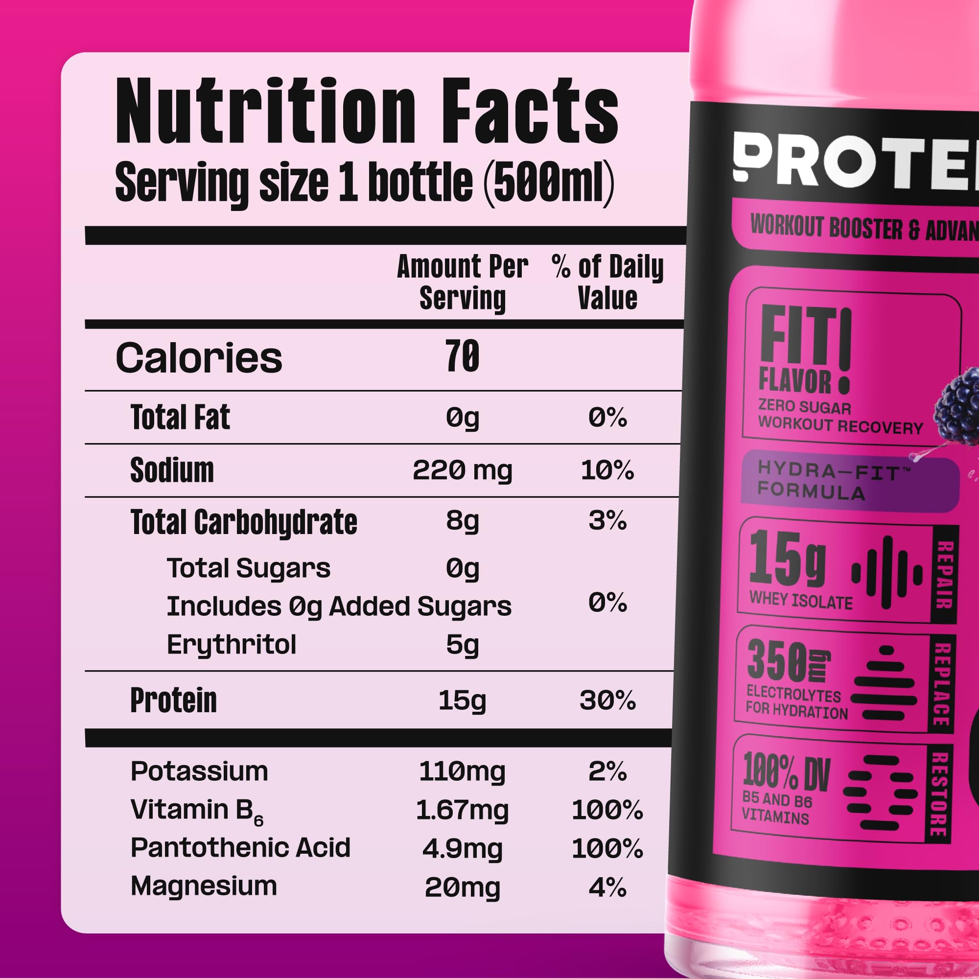 Protein2o clear whey water being poured for easy fueling.