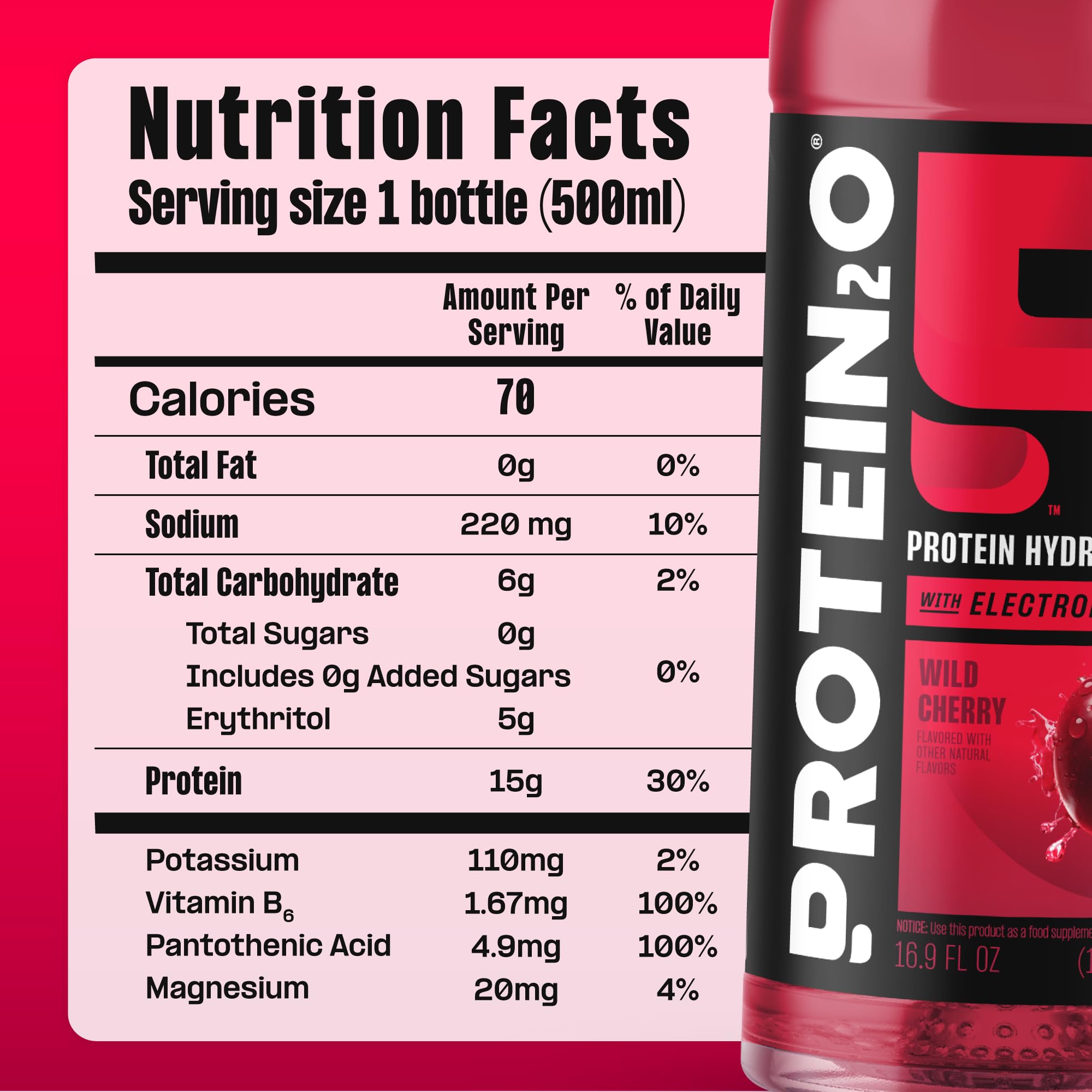 Protein2o hydration drink glass refresh, ideal after training.