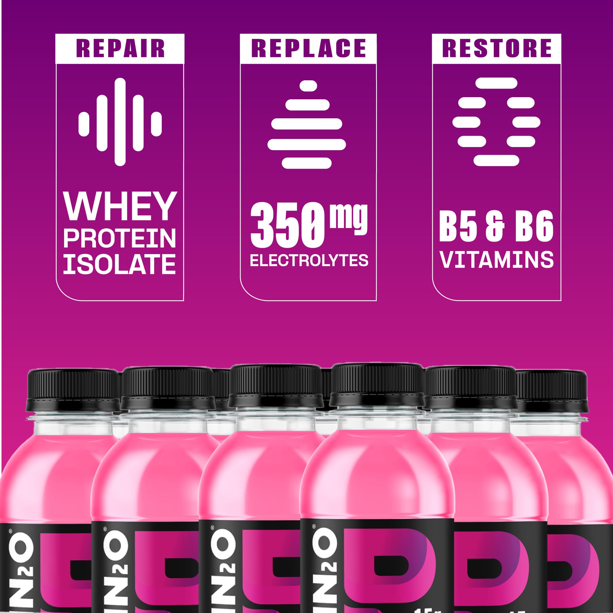Protein2o nutrition facts close-up highlighting clean ingredients and 0g sugar.