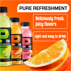 Protein2o nutrition panel emphasizes 20g protein and 350mg electrolytes.