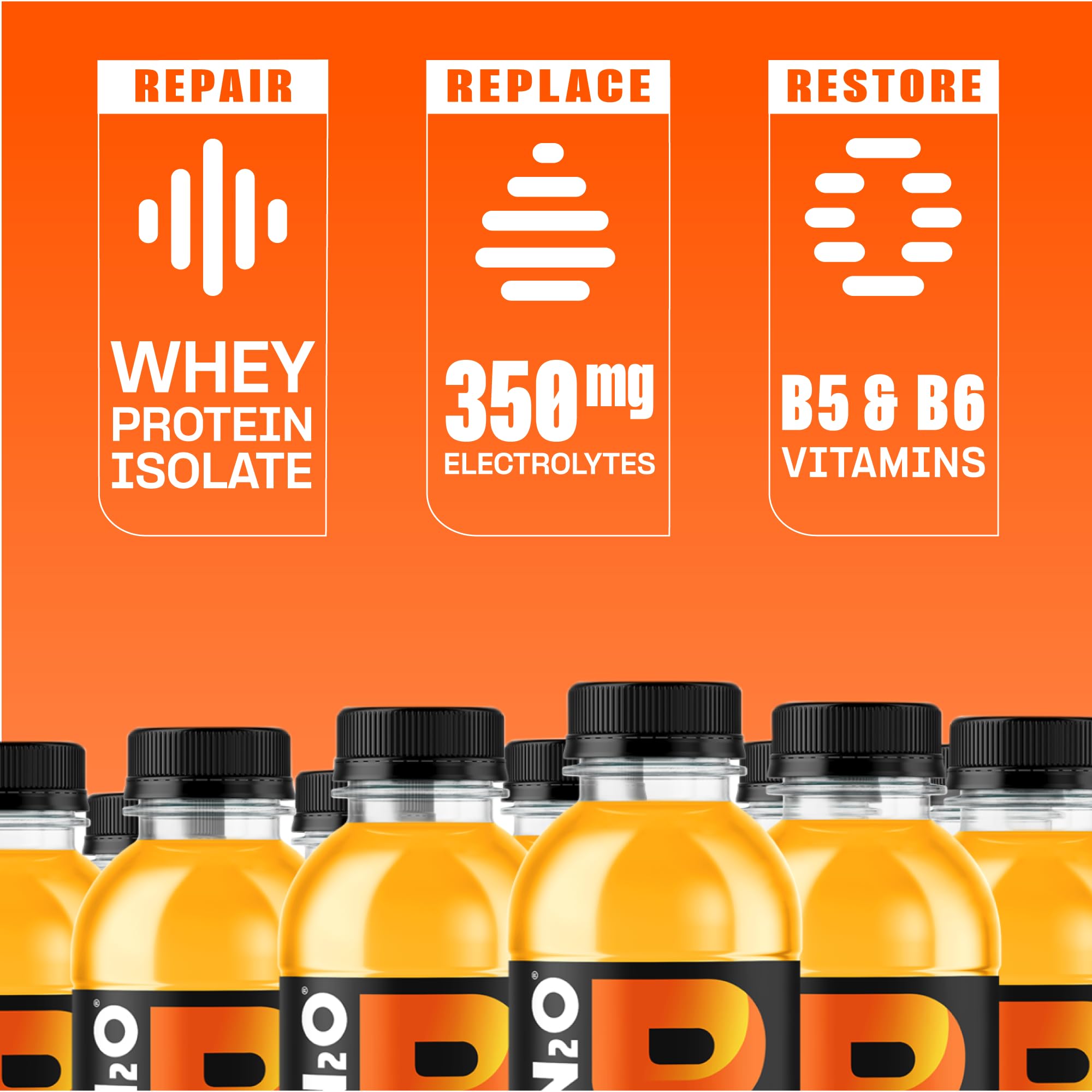 Protein2o refreshing sip demonstrates a light, clear beverage with fruit flavor.