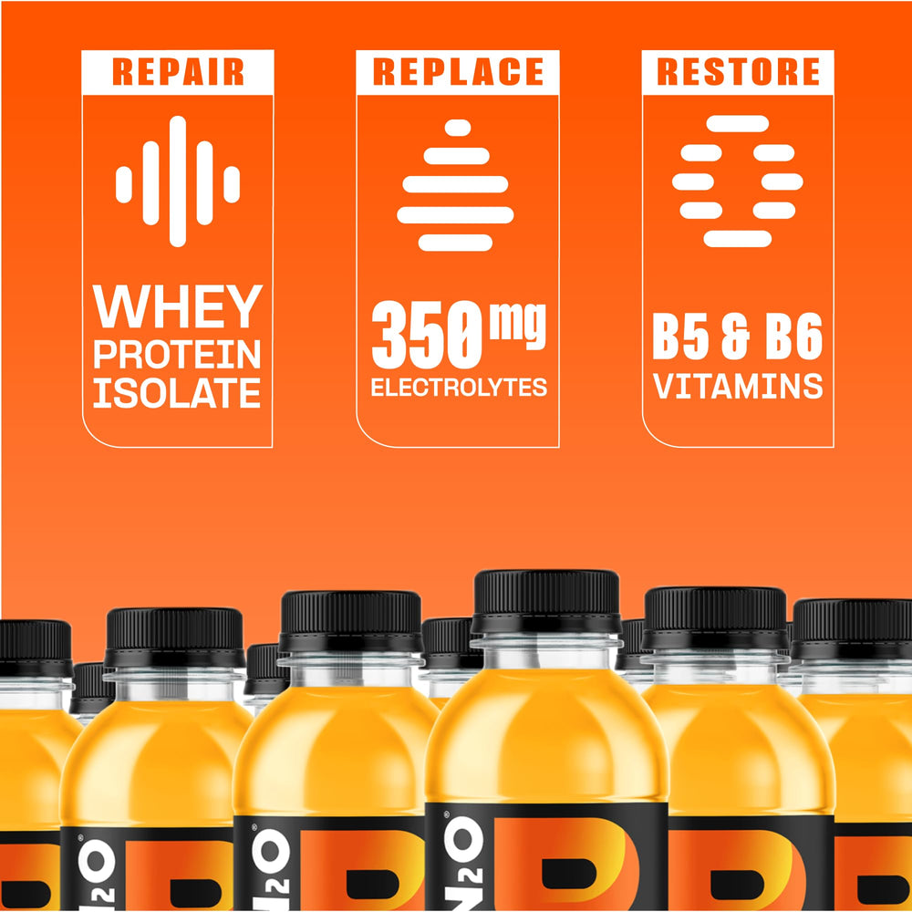 Protein2o refreshing sip demonstrates a light, clear beverage with fruit flavor.