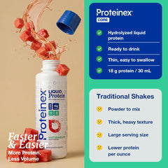 Proteinex ready-to-drink bottle in hand emphasizes grab-and-go everyday nourishment.