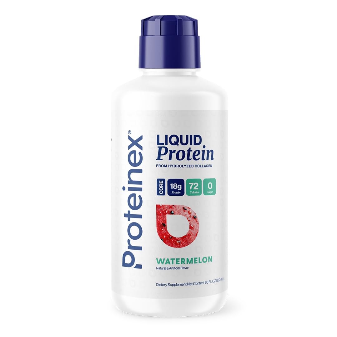 Proteinex Watermelon collagen bottle shows ready-to-drink convenience and zero sugar benefits.