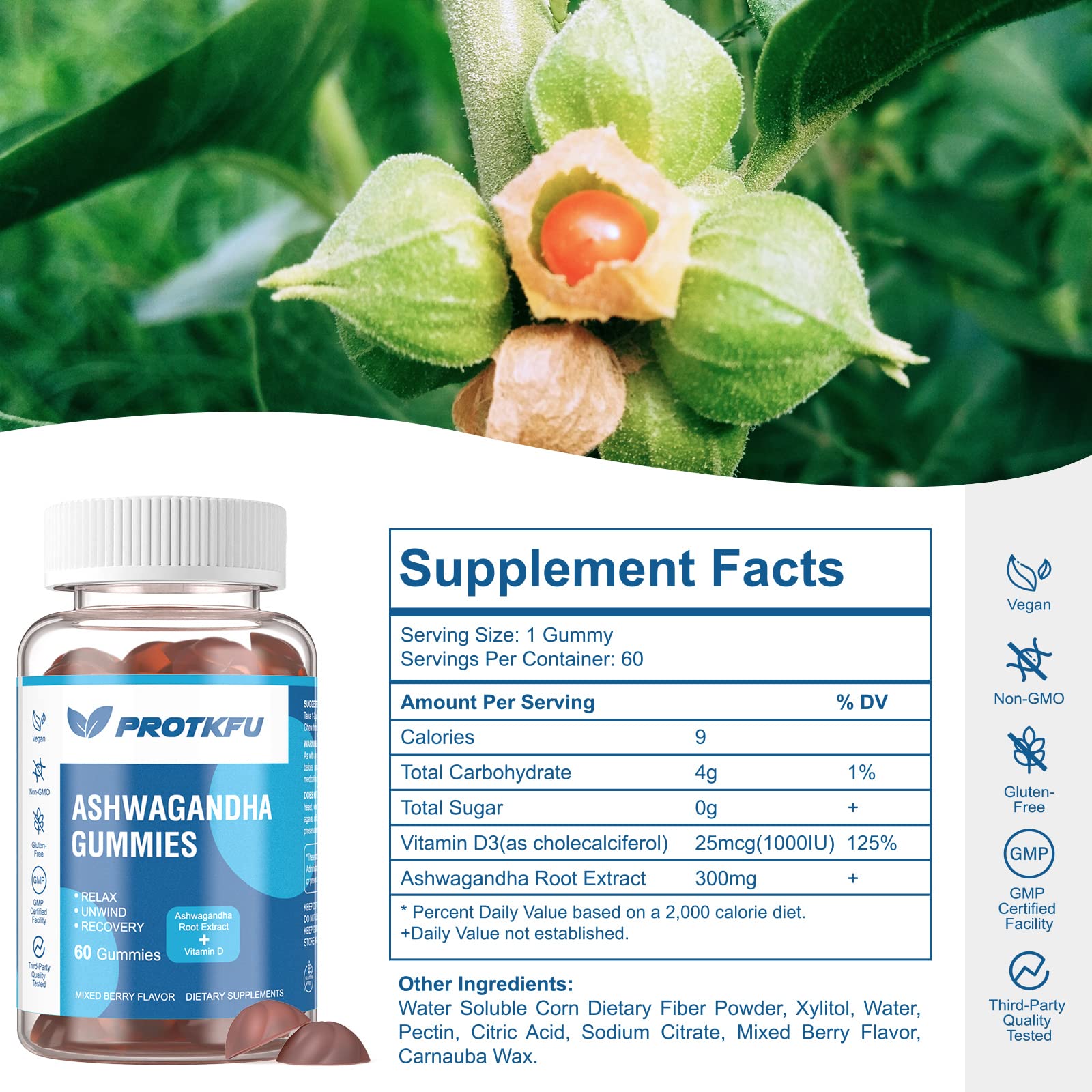 Close-up of ProTKFU Ashwagandha Gummies berry flavor for easy daily use.