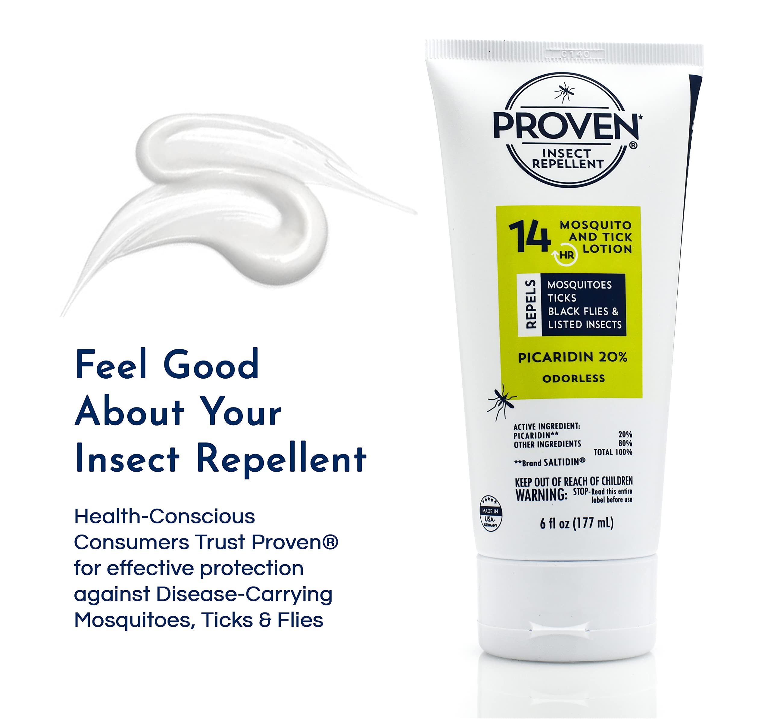 Close-up of Proven Insect Repellent Lotion label with picaridin