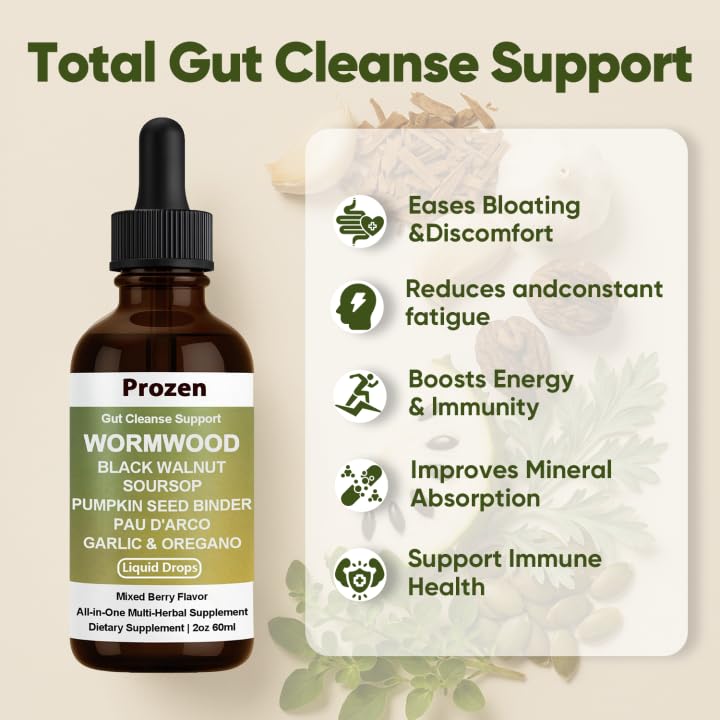 PROZEN Wormwood Drops bottle-close-up highlights fast-absorbing liquid for sensitive digestion.