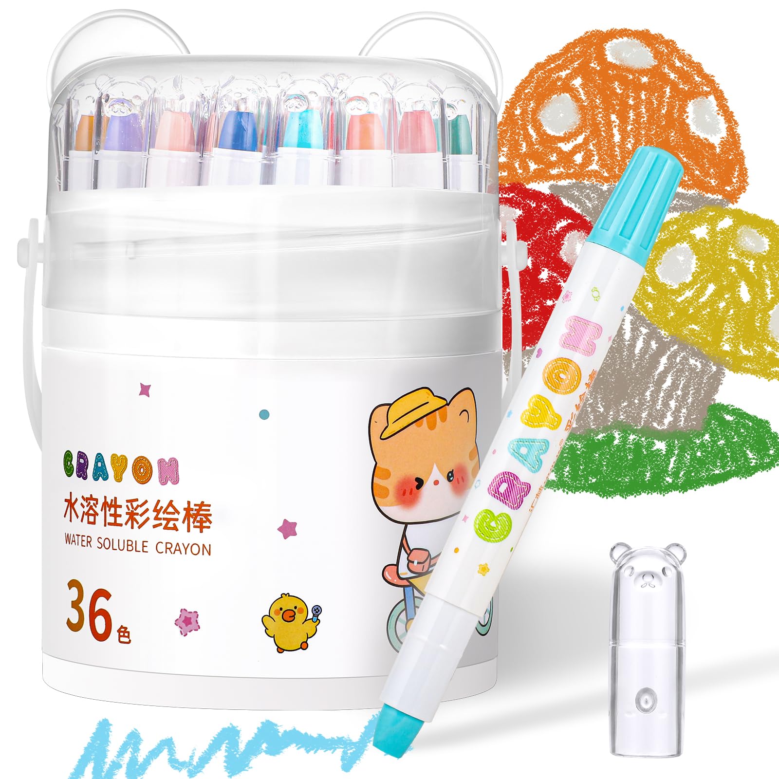 Prudiut 36-color silky twistable crayons pack with vibrant hues for creative projects and mess-free play