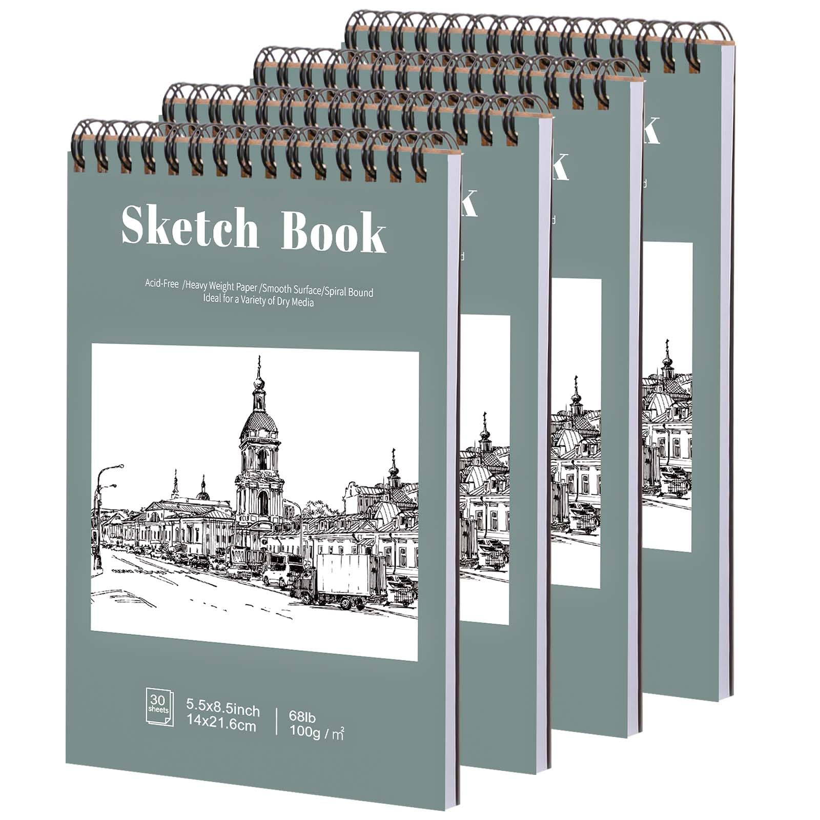 Prudiut 4 pack small sketch books on a table for portable drawing sessions