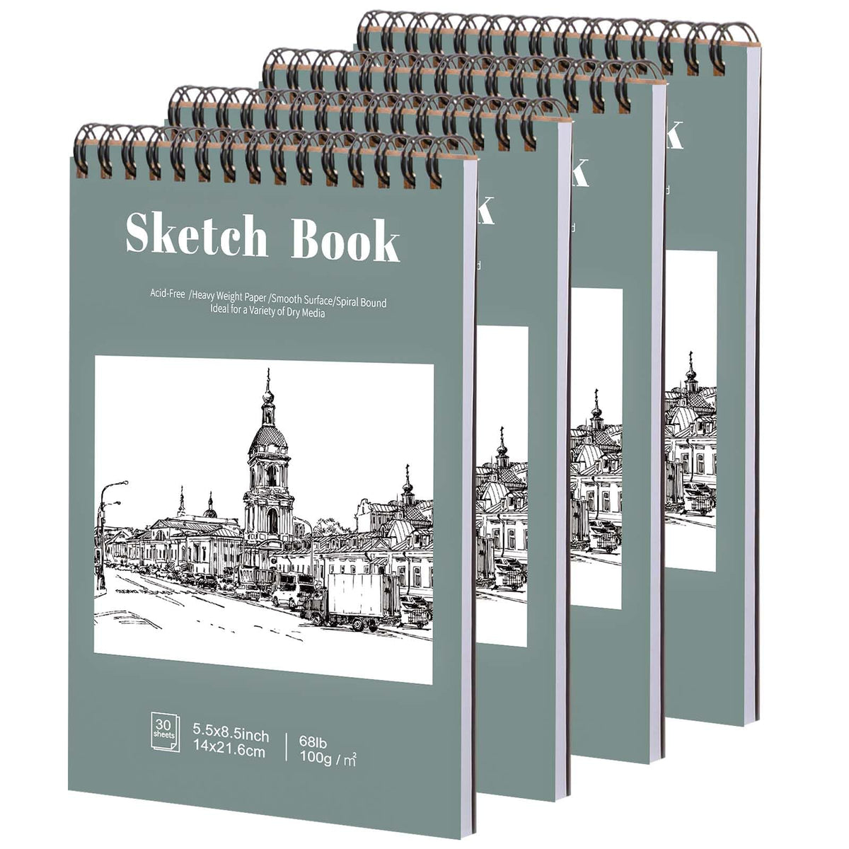 Prudiut 4 pack small sketch books on a table for portable drawing sessions