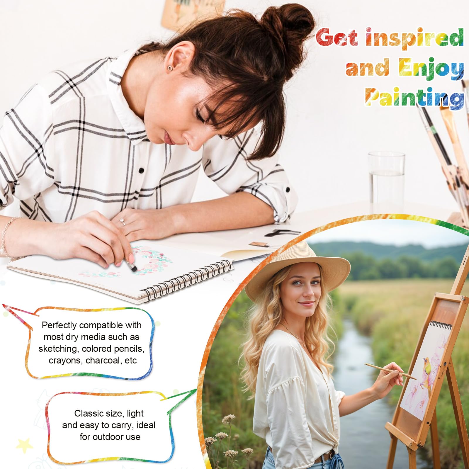 Prudiut compact sketchbooks fit backpacks for outdoor art.