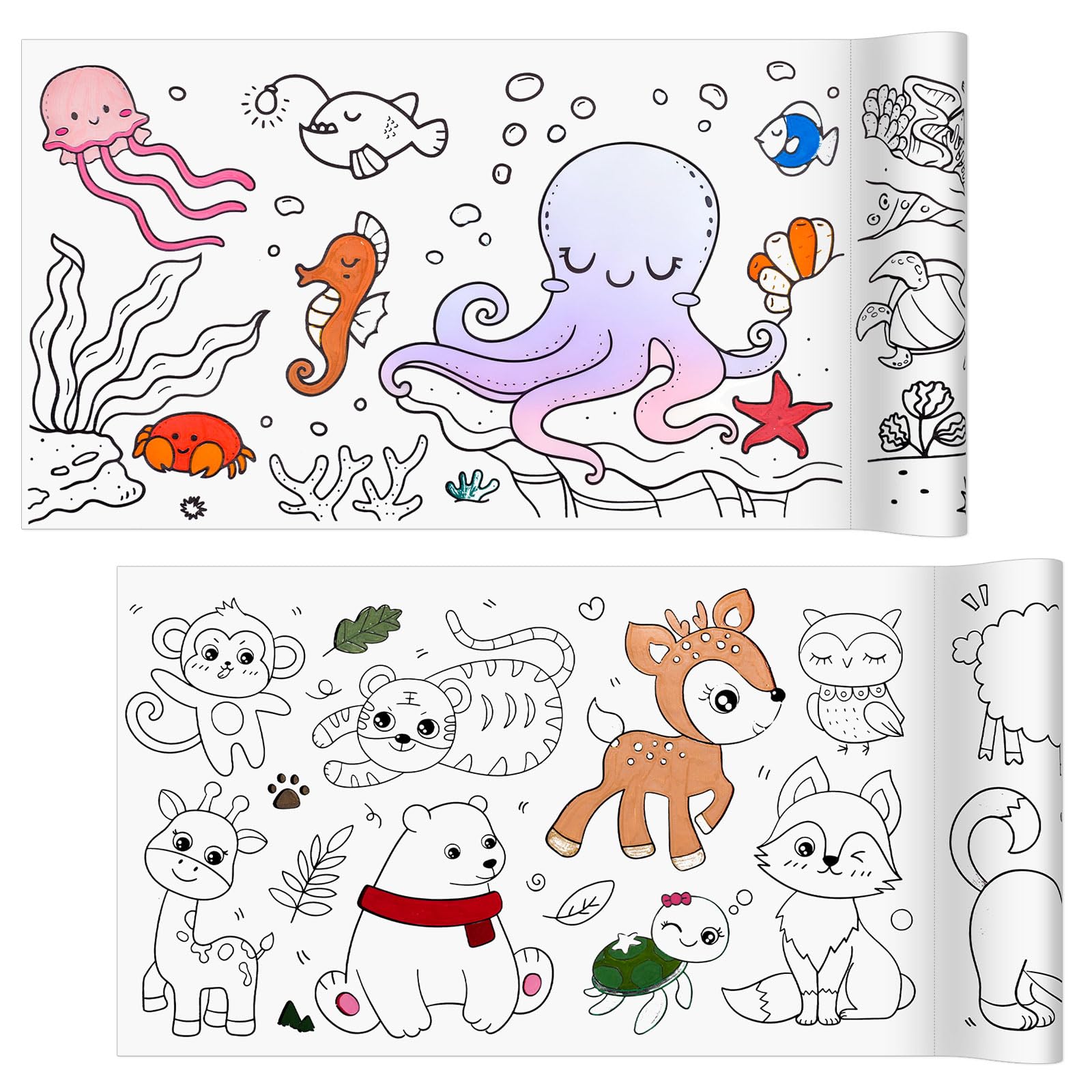 Prudiut coloring paper roll highlights premium ink resistant surface for vibrant crayons and markers
