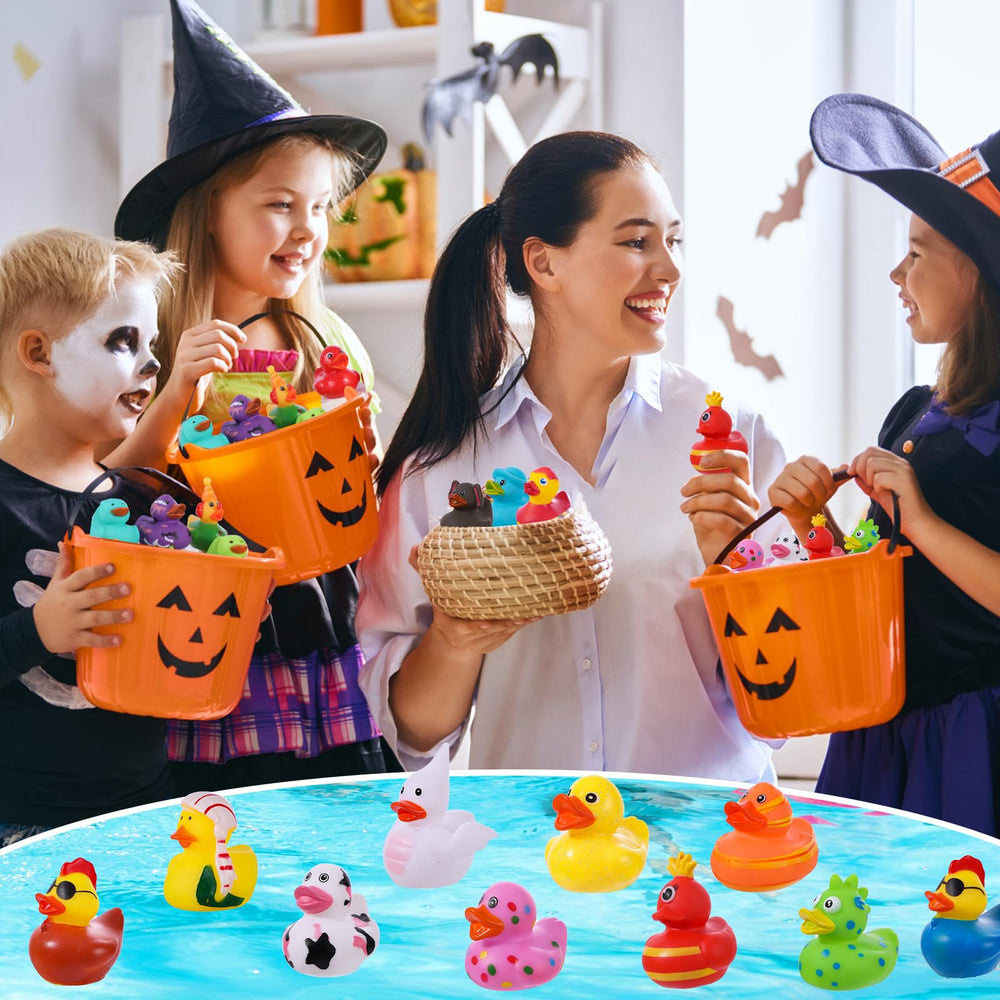 Prudiut rubber ducks provide playful pool and bath toy moments