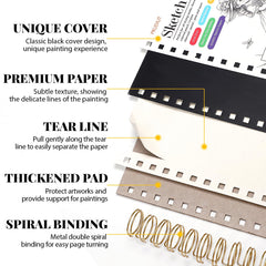 Prudiut sketchbook pages with textured 68lb paper for sketching and shading
