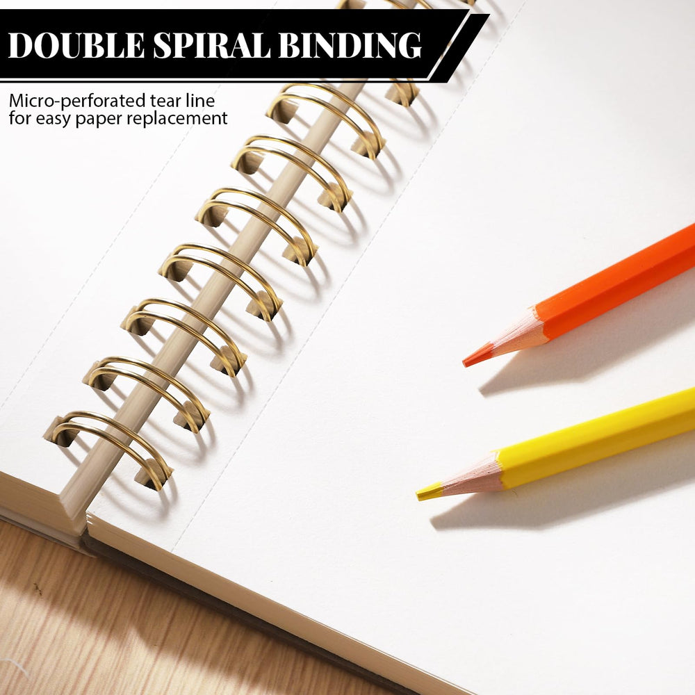 Prudiut spiral-binding sketchbook laid flat for easy drawing