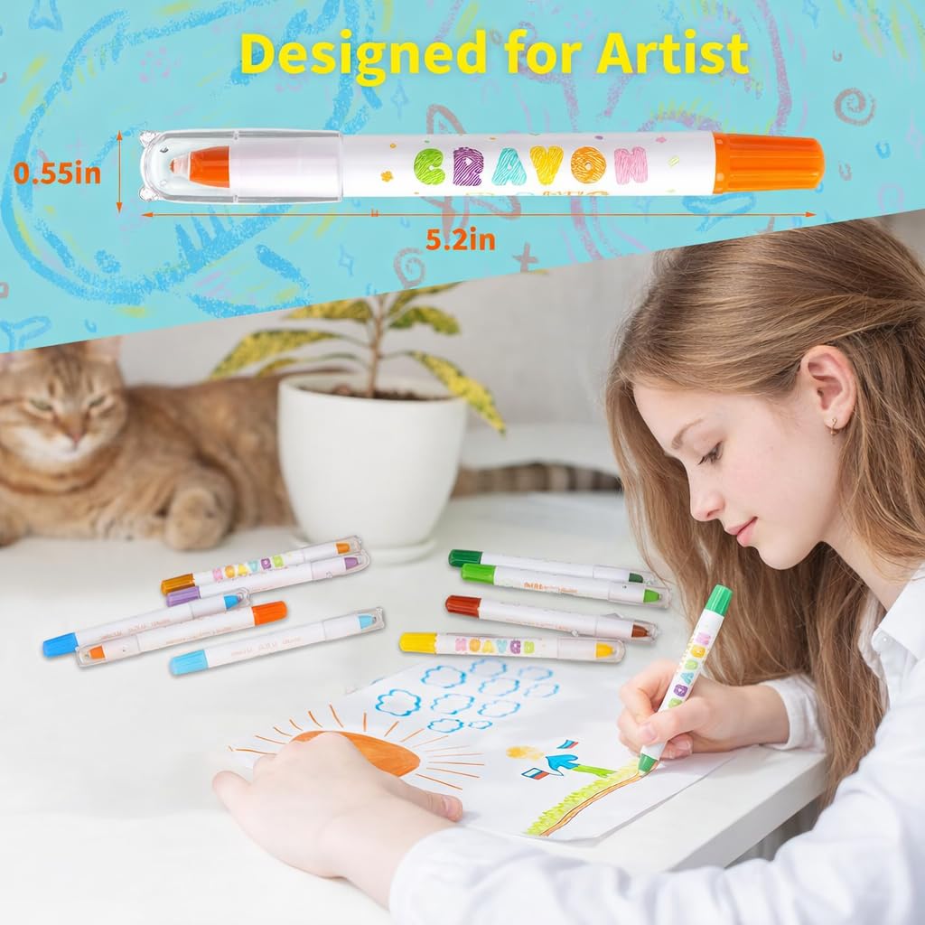Prudiut twistable crayons with easy-grip design, ideal for tiny hands and improving fine motor skills