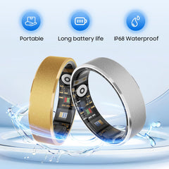 The prxxhri smart health ring beside a charging case to extend battery life.