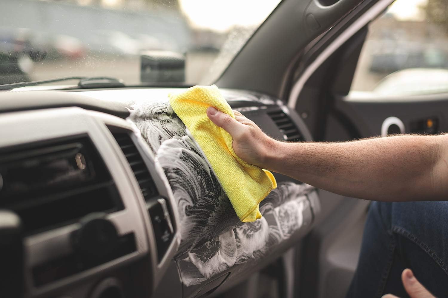 P&S Xpress Interior Cleaner used on plastic dash to restore color.