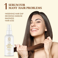 Psalmonica Hair Growth Serum spray bottle demonstrated for precise scalp application