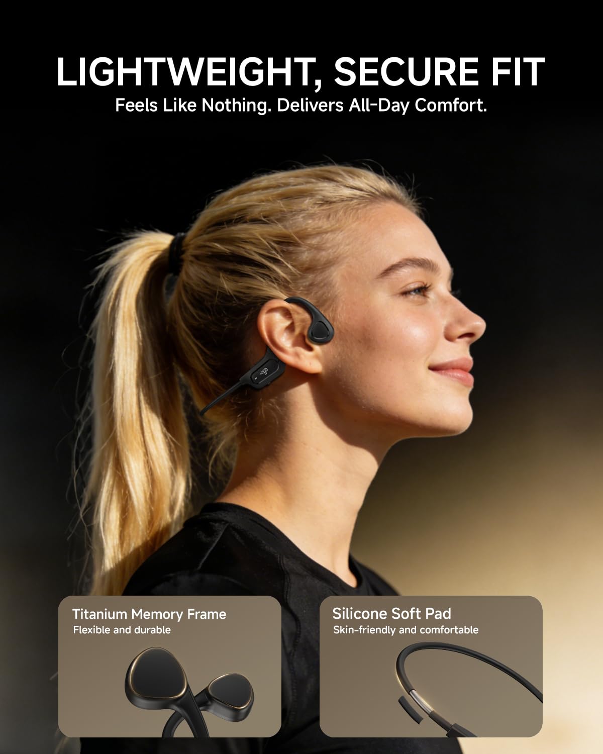 PSIER lightweight 23 g frame offering secure comfort during workouts