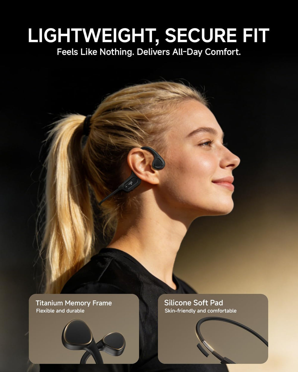 PSIER lightweight 23 g frame offering secure comfort during workouts