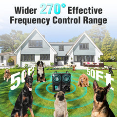 PSITUGE bark deterrent mounted on fence post for outdoor use.