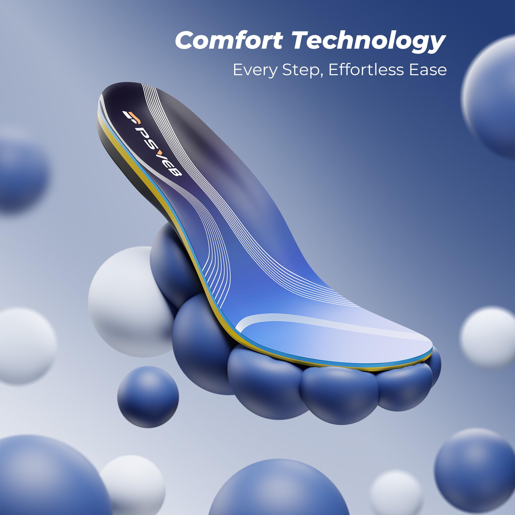 Psveb deep U-heel cup enhances secure fit during walking and running.