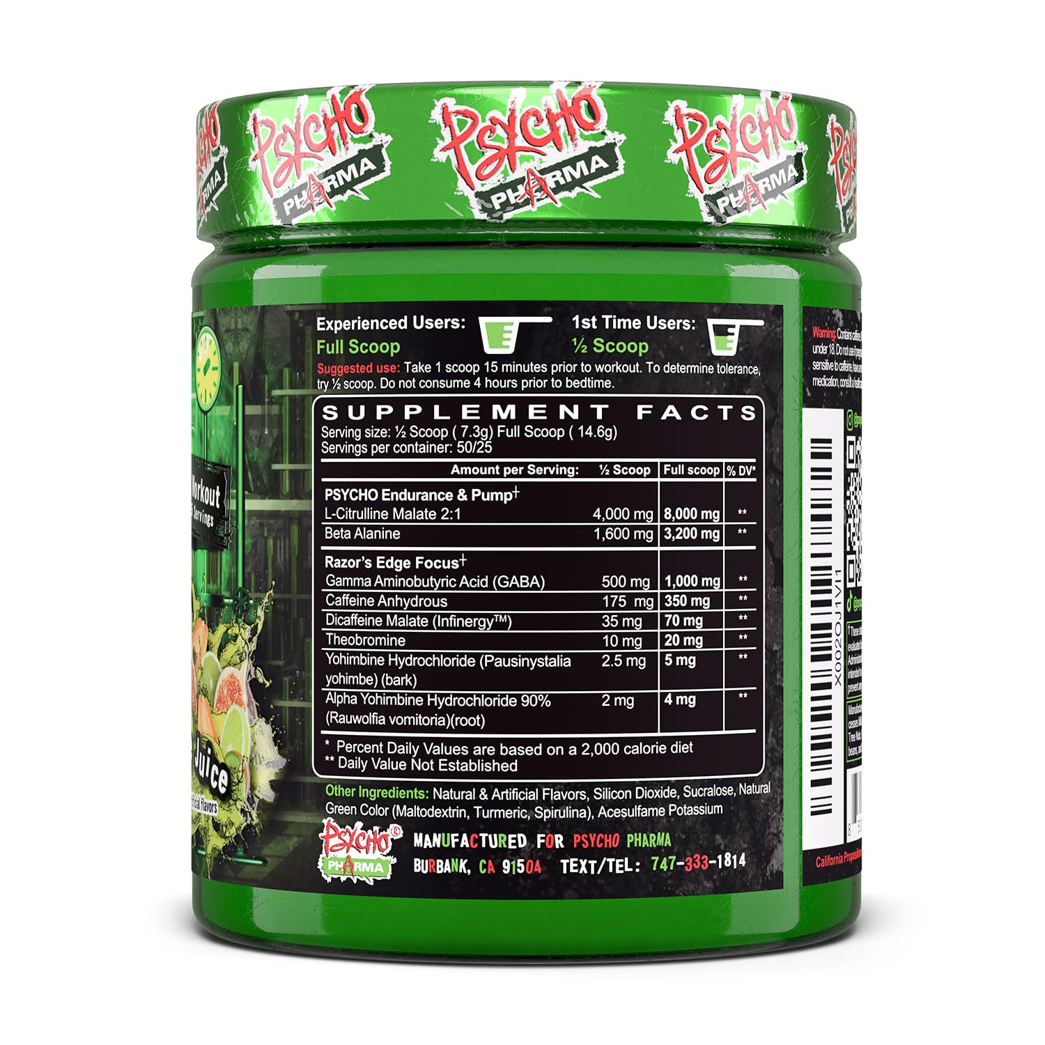 Psycho Pharma Edge of Insanity energized athlete mid-lift with determined expression.