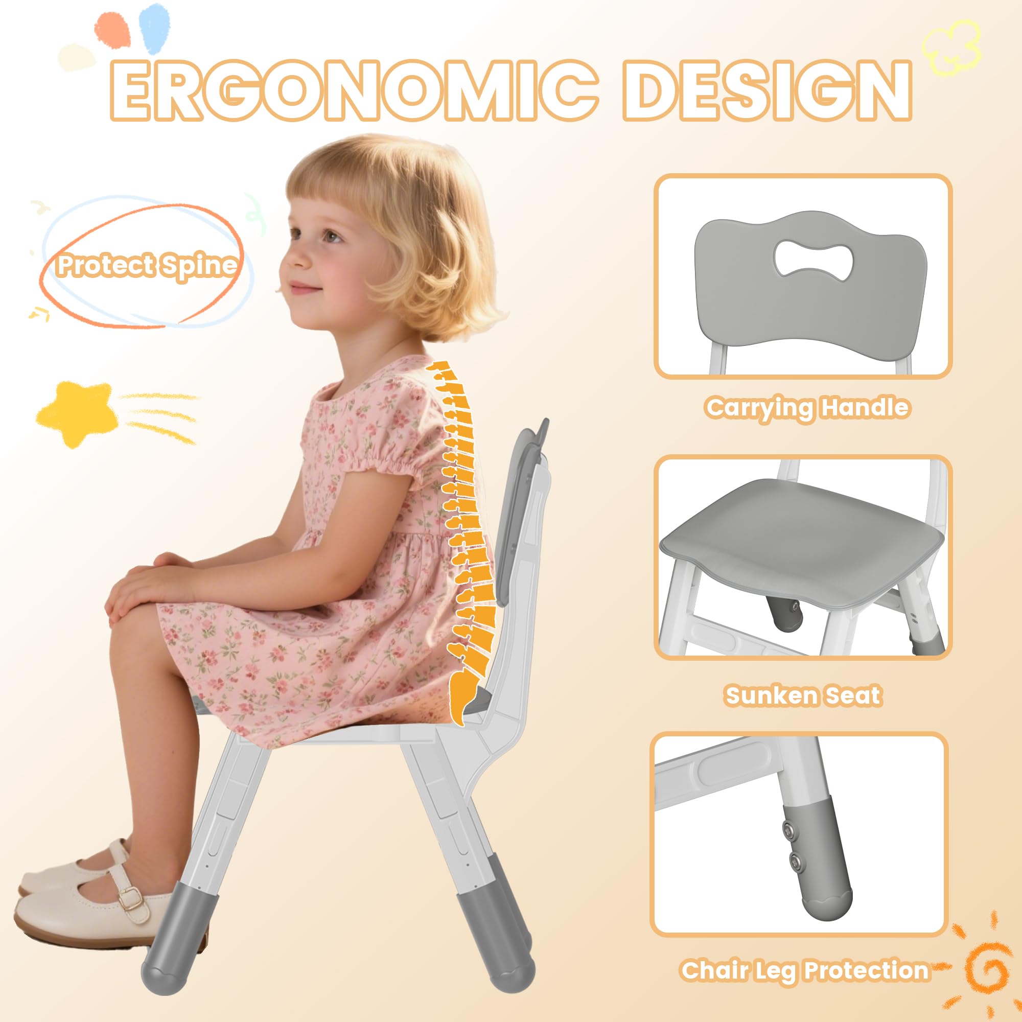 Pterying non-slip feet keep the set steady on smooth floors.