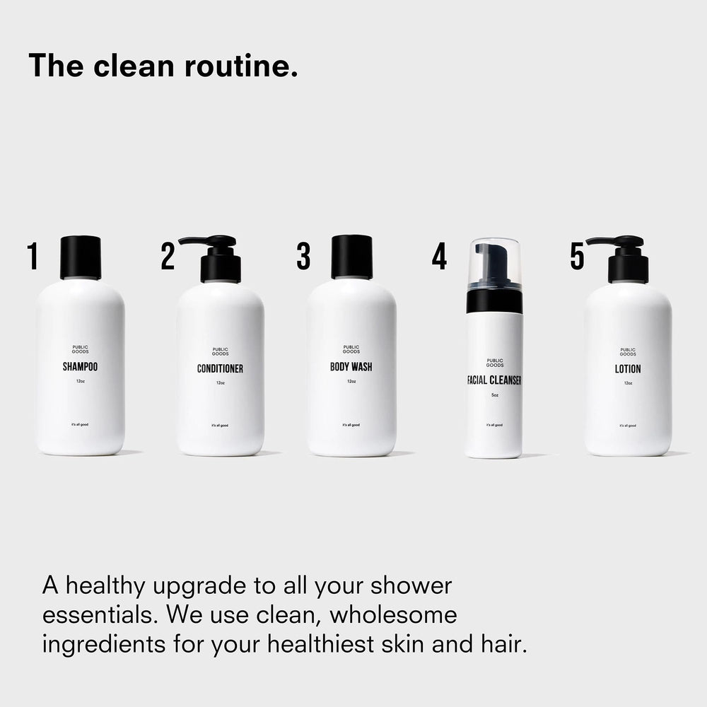 Public Goods Hand Soap packaging sustainability demonstrates reusable bottle compatibility