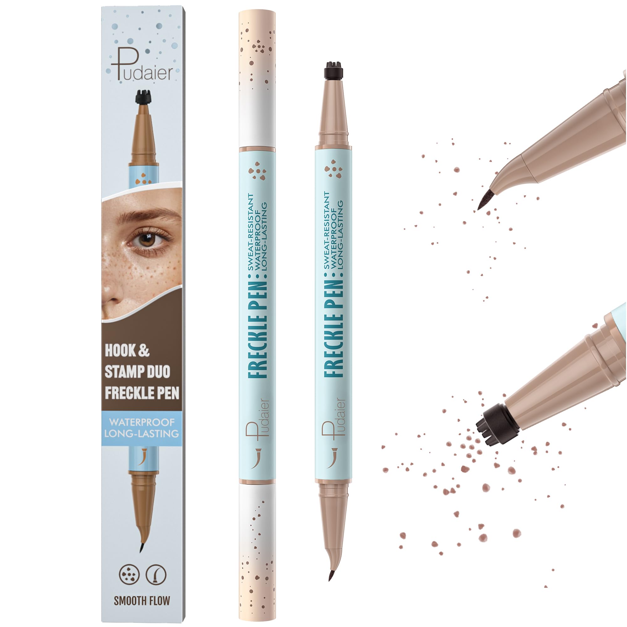 Pudaier freckle pen and stamp dual-ended for natural-looking freckles and easy precision.