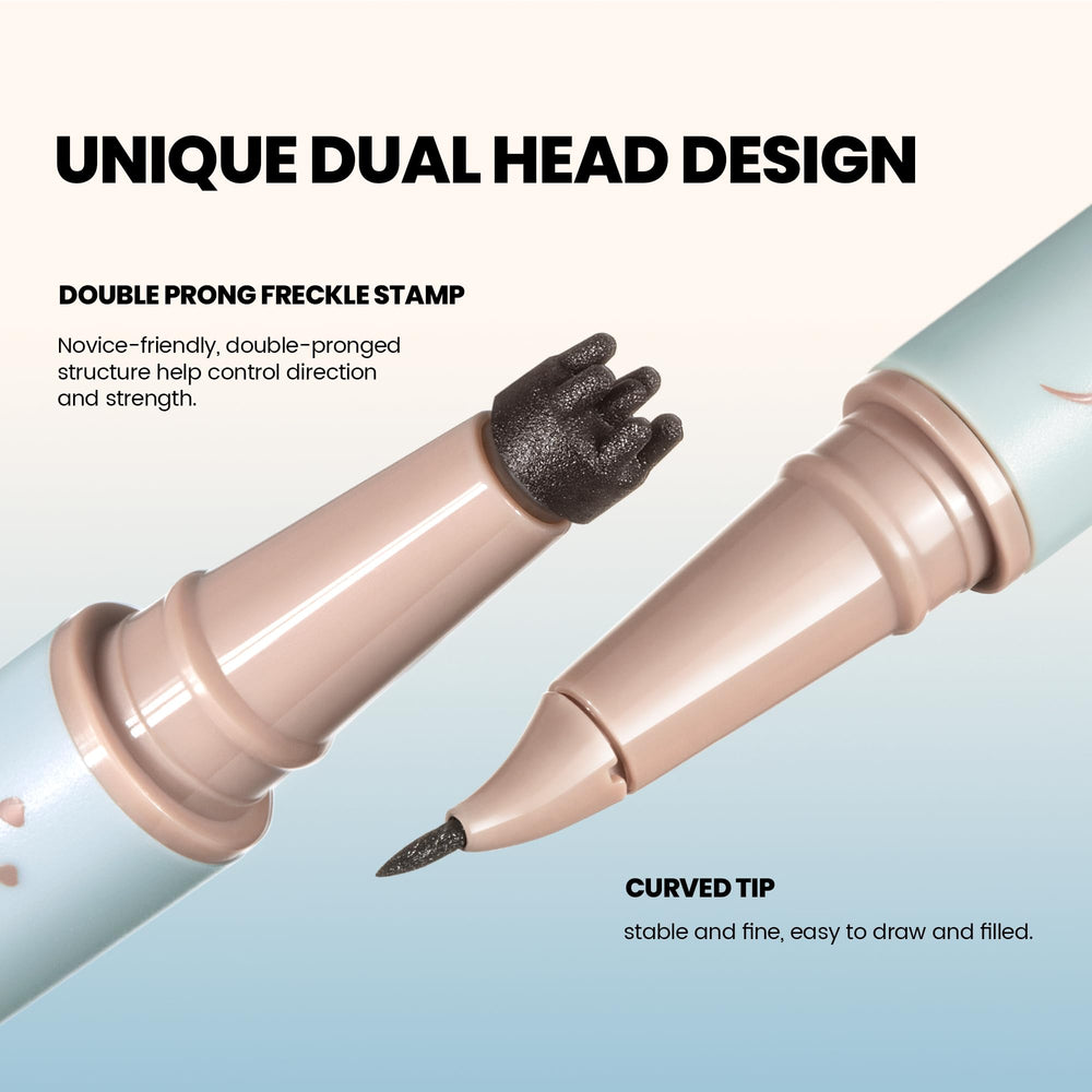 Waterproof freckle stamp demonstrates smudge-resistant color for all-day wear.