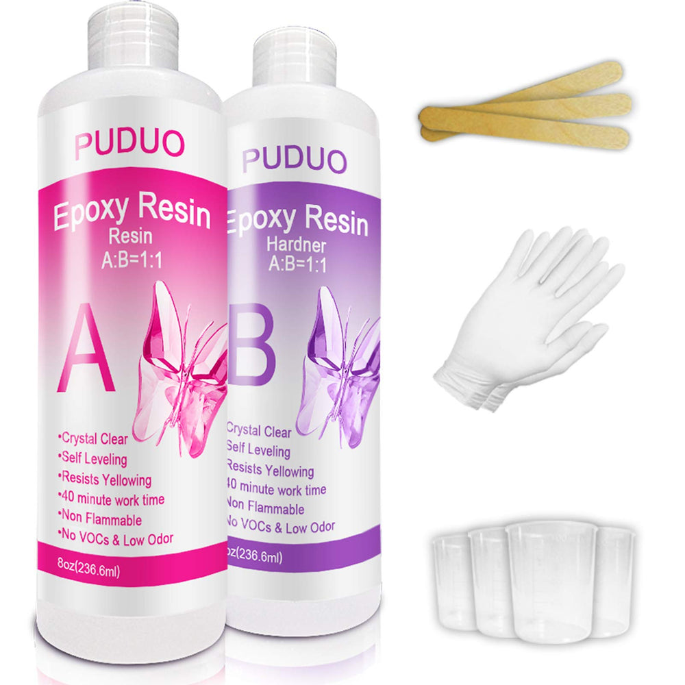 Puduo crystal clear epoxy resin kit package front for crystal-clear art projects