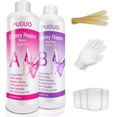 Puduo crystal clear epoxy resin kit package front for crystal-clear art projects
