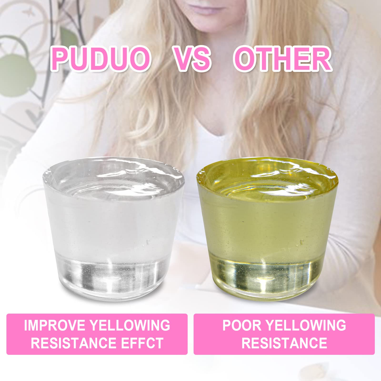 Puduo resin pouring setup showing smooth, clear flow