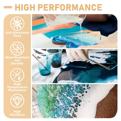 Puduo epoxy resin kit clear gloss finish delivers durable shine on surfaces.
