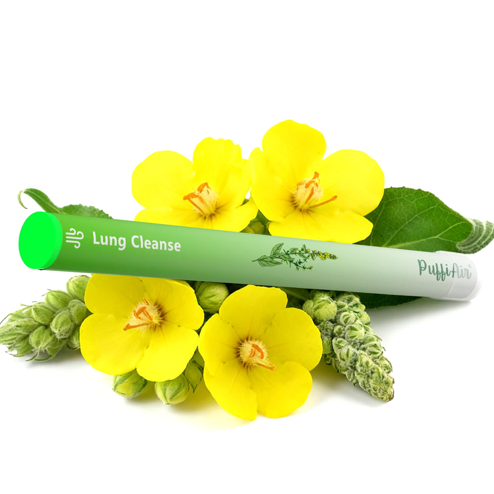 PUFFIAIR Packaging closeup showing compact, travel-friendly diffuser pen.