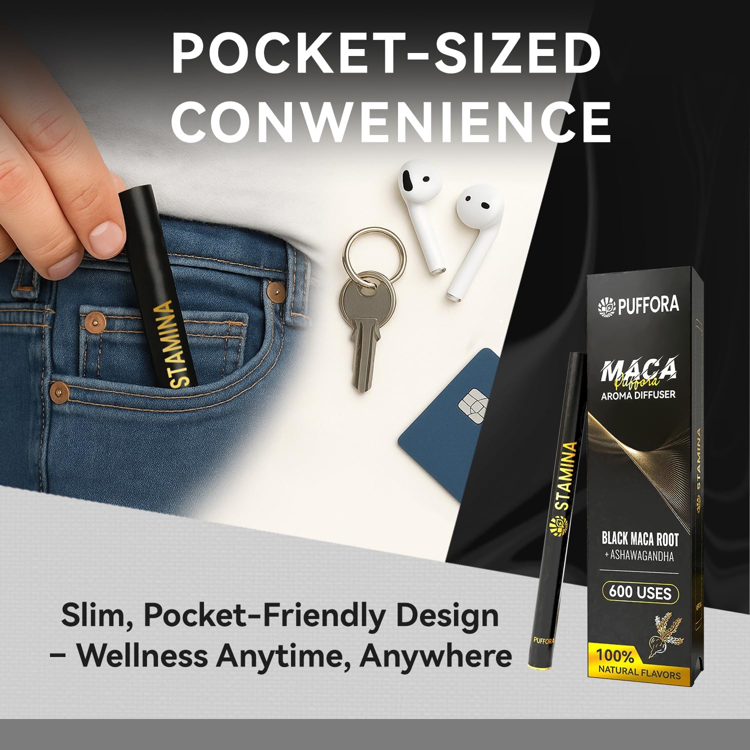 Puffora Energy Diffuser Pen on the go during commute or workout