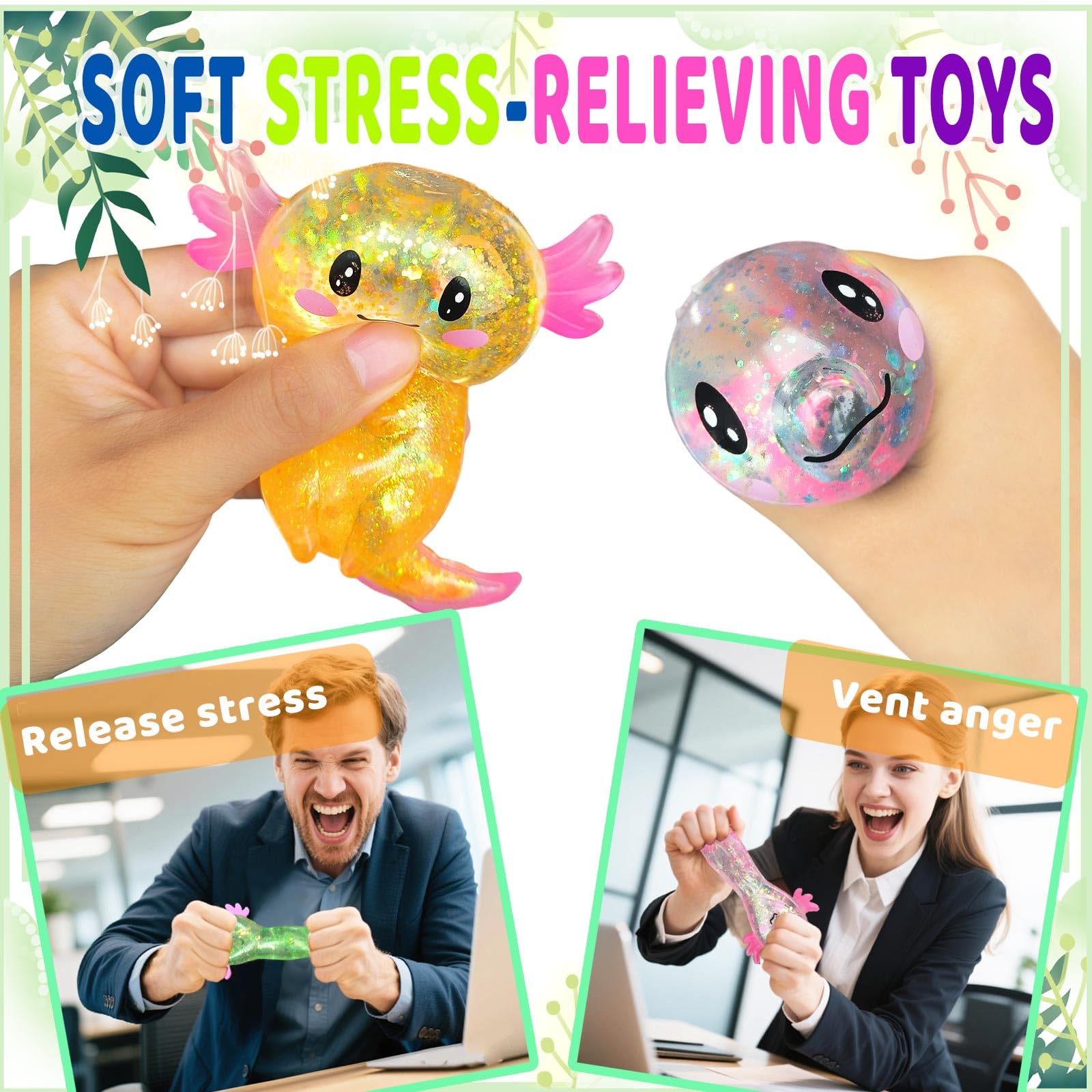 Puffwize Axolotl squishy blue desk-use example for focus.