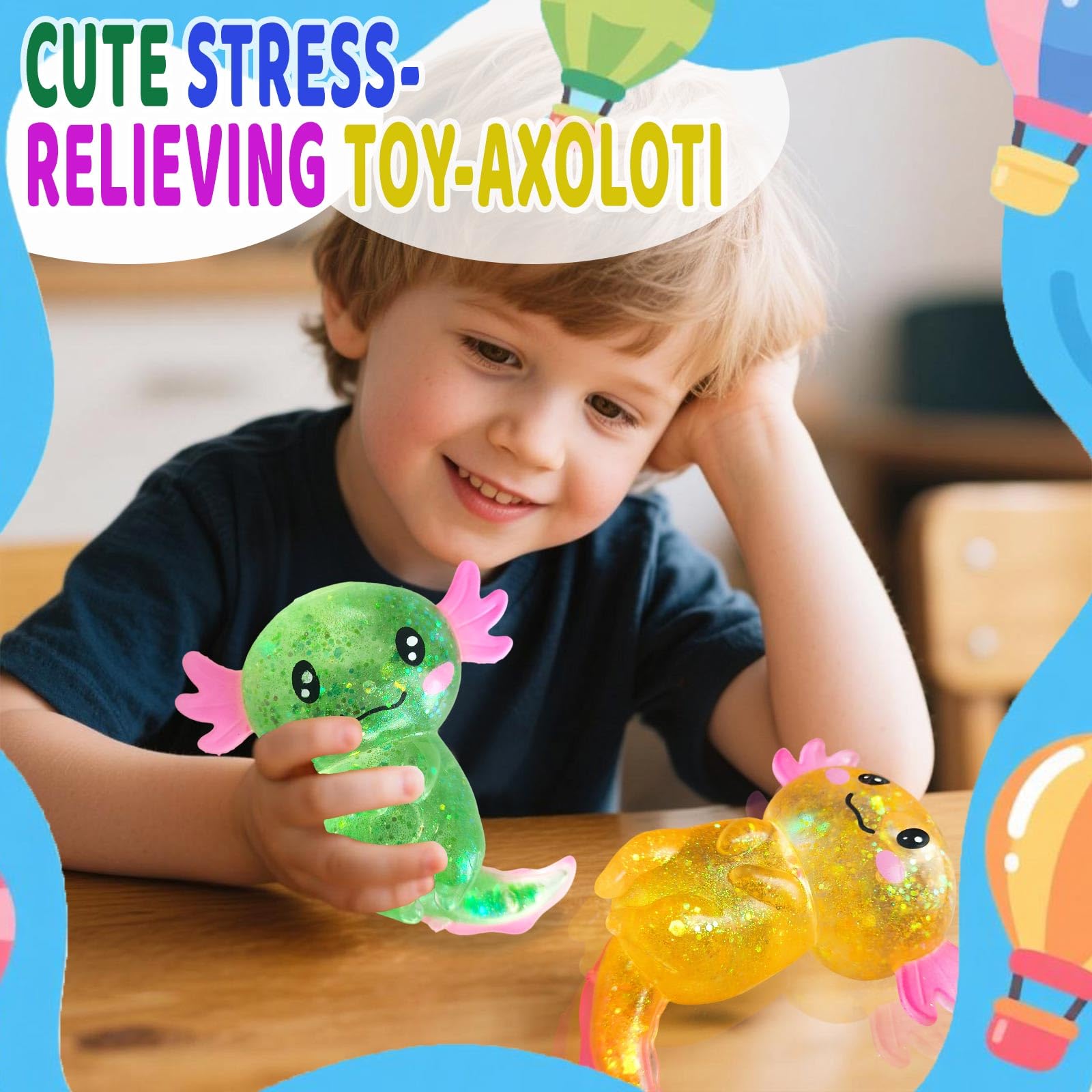Puffwize Axolotl squishy blue in-hand use for desk calm.