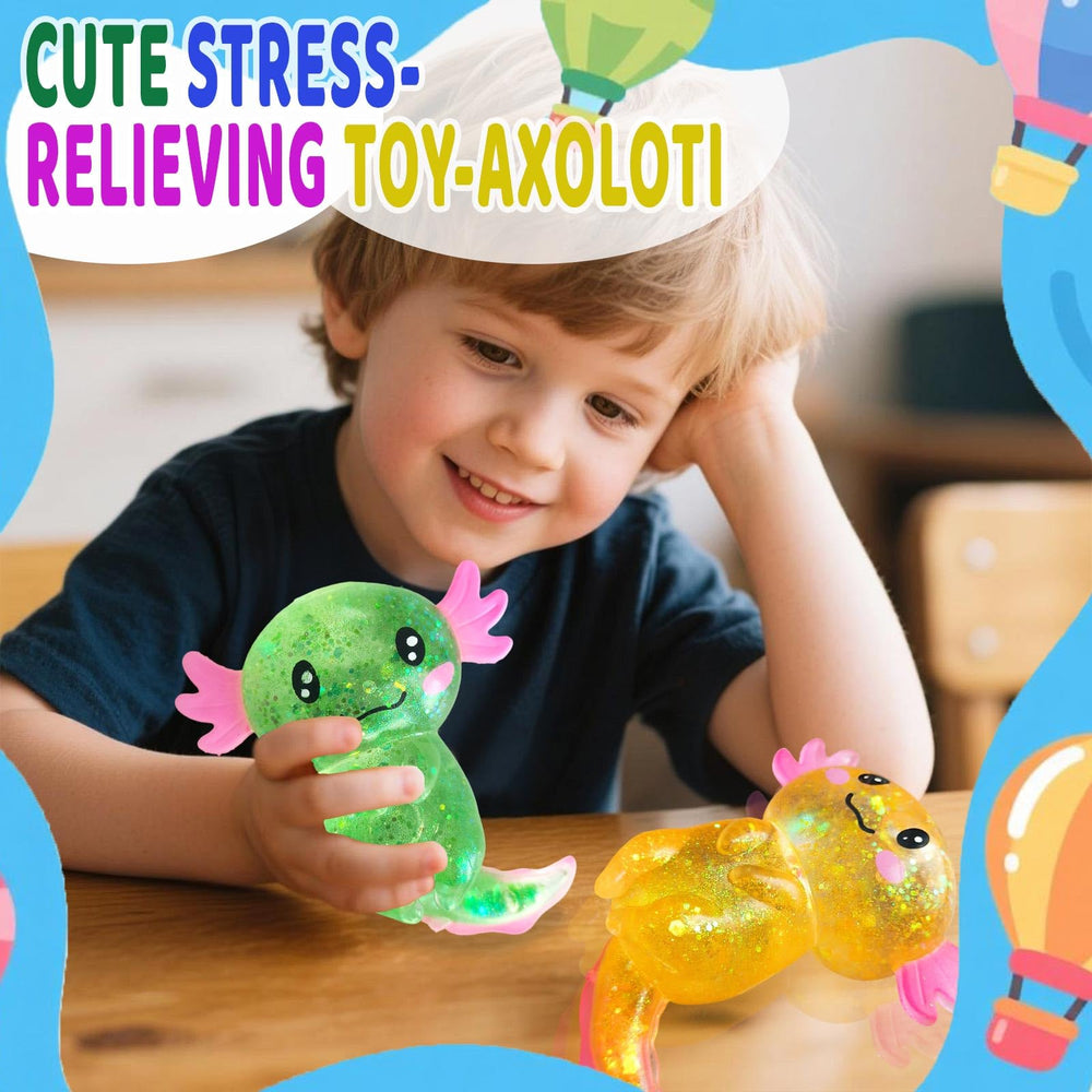 Puffwize Axolotl squishy blue in-hand use for desk calm.